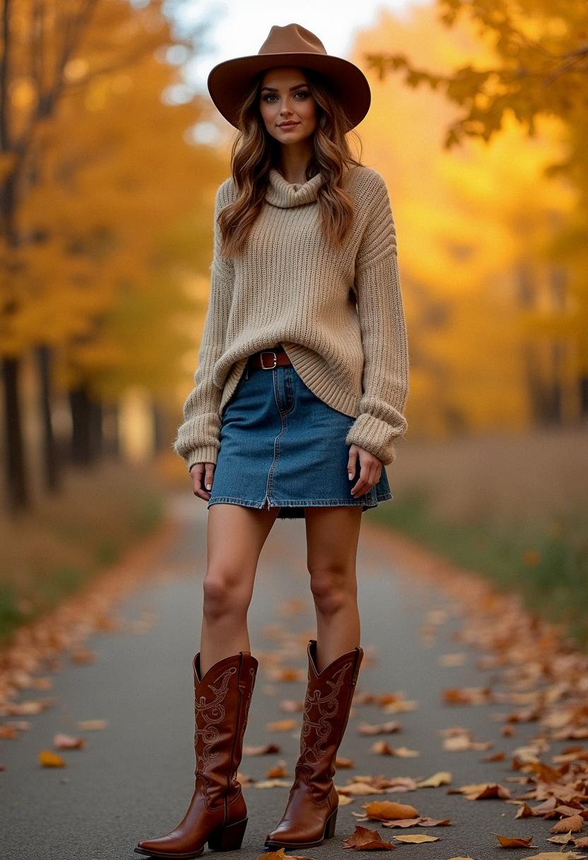cowboy boots outfit autumn