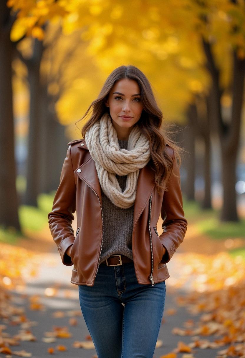 leather jacket outfit autumn