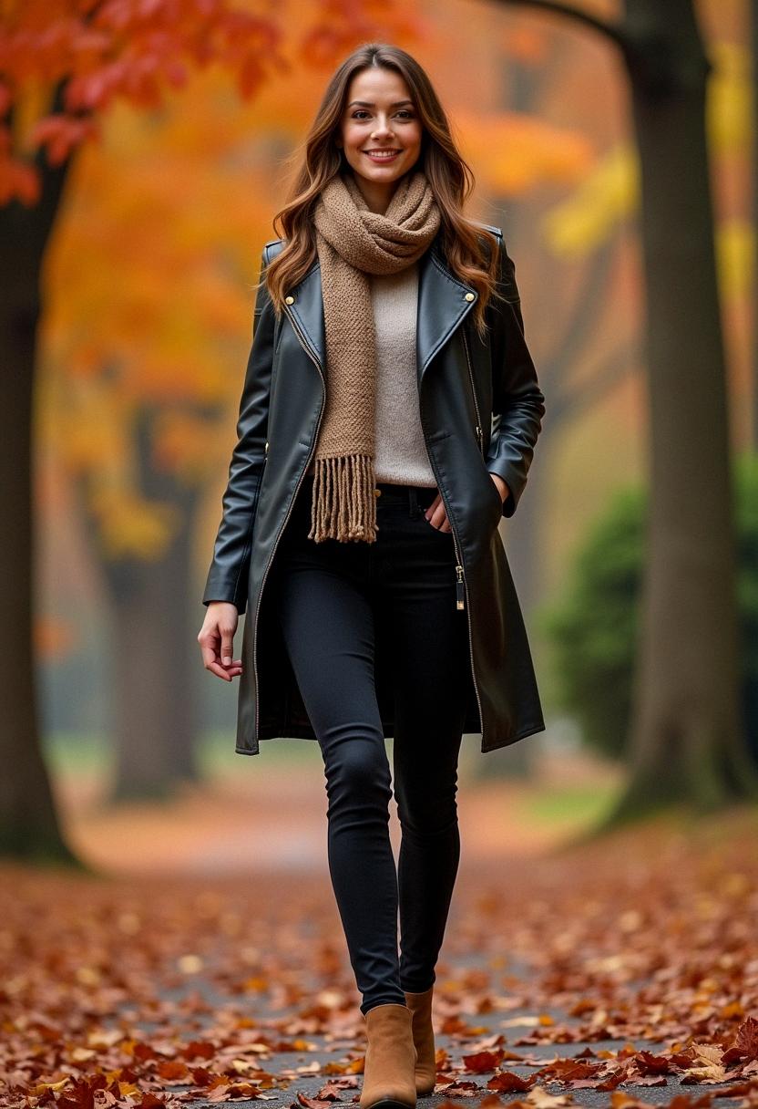 leather jacket outfit autumn