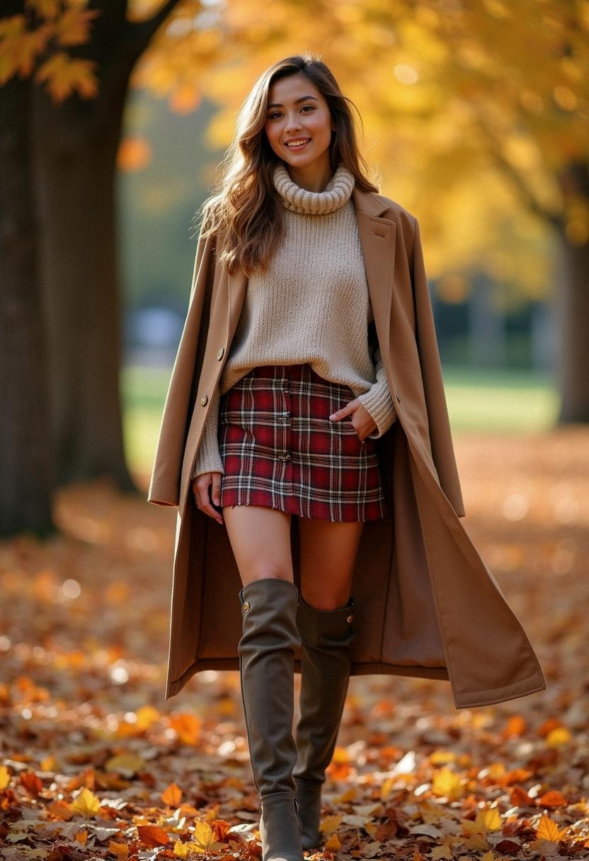 mini skirt outfit autumn