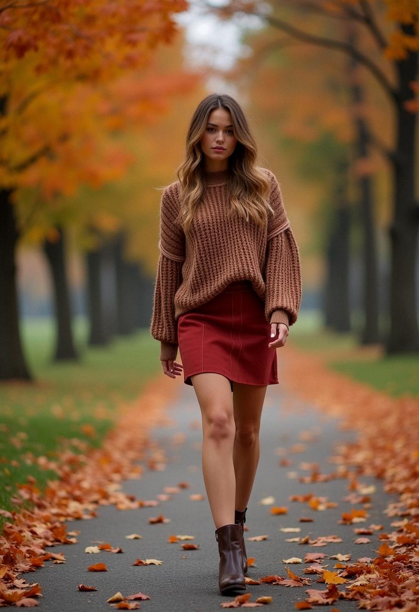 mini skirt outfit autumn