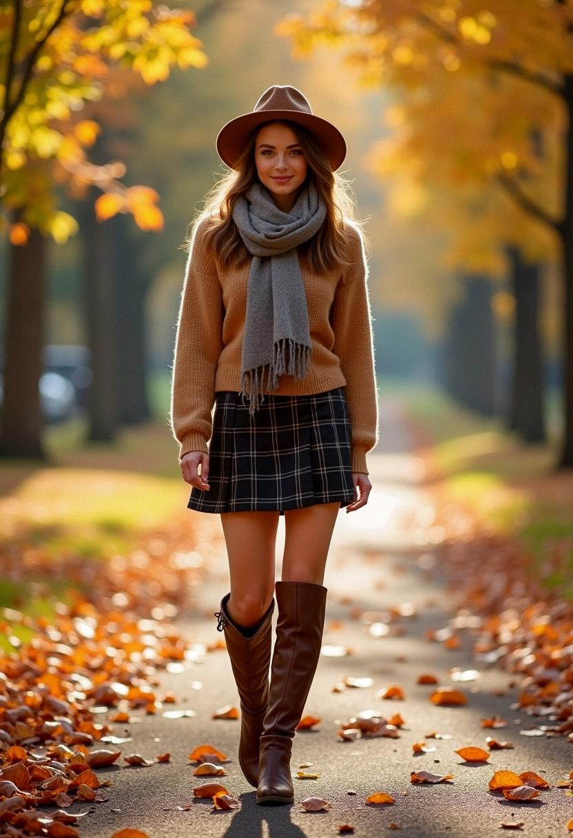 mini skirt outfit autumn