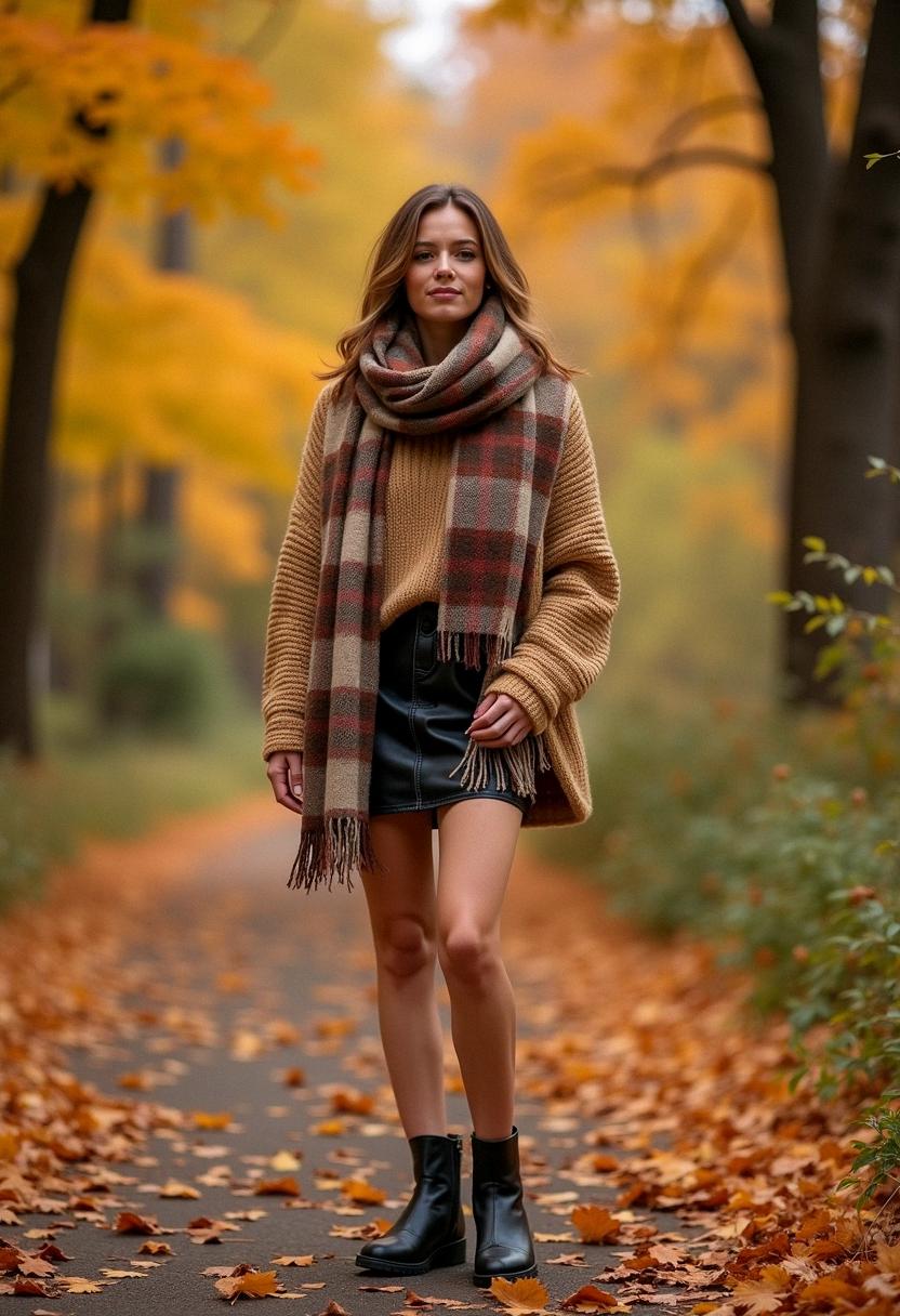 mini skirt outfit autumn