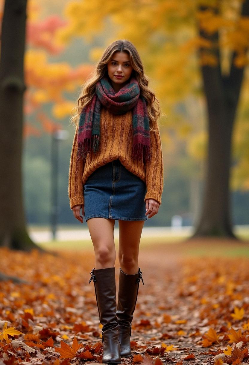mini skirt outfit autumn