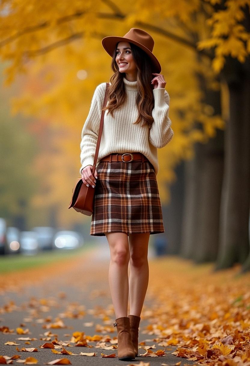 fall skirt outfit