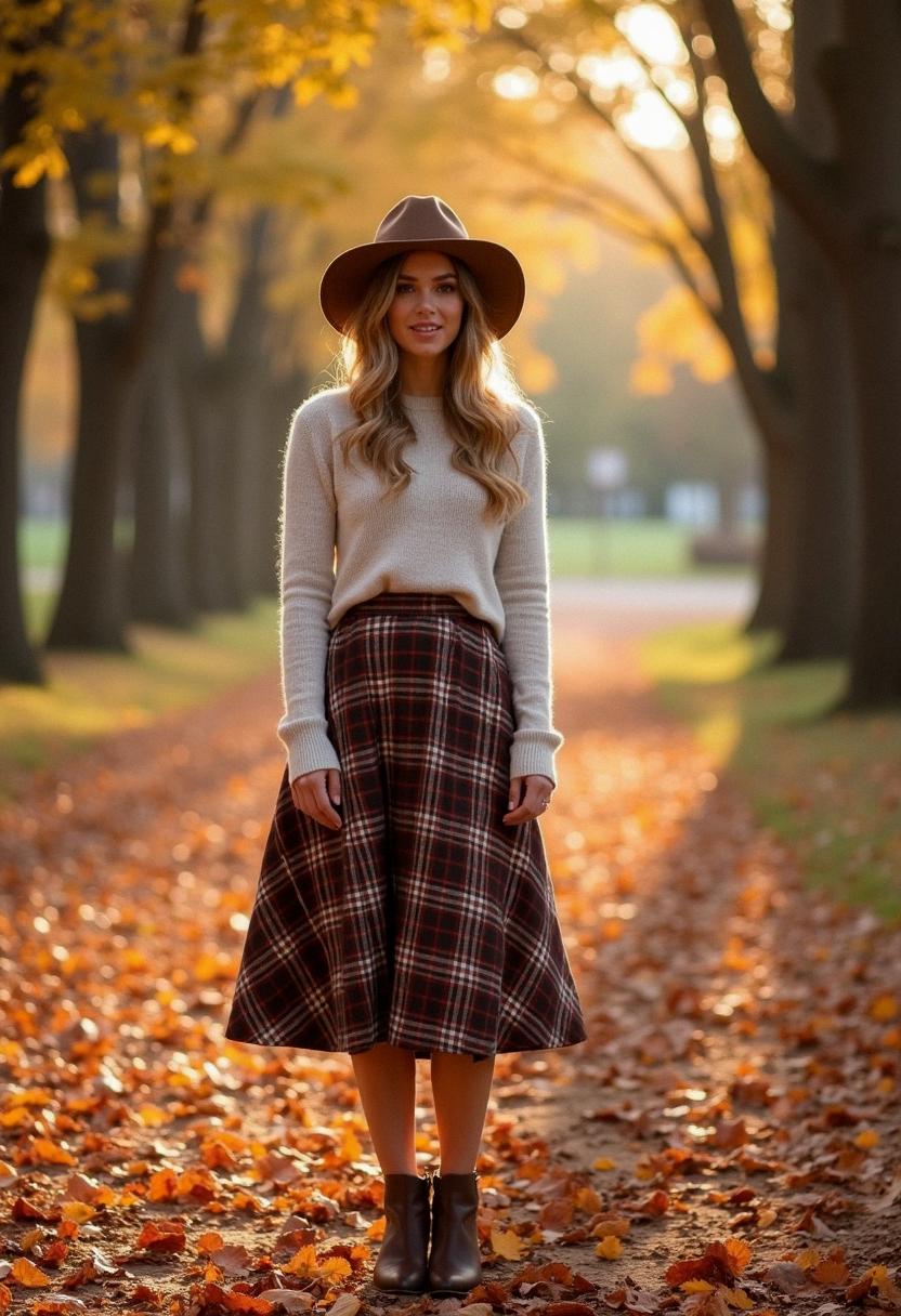 fall skirt outfit