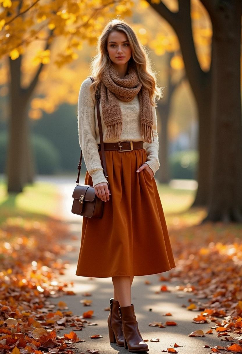fall skirt outfit