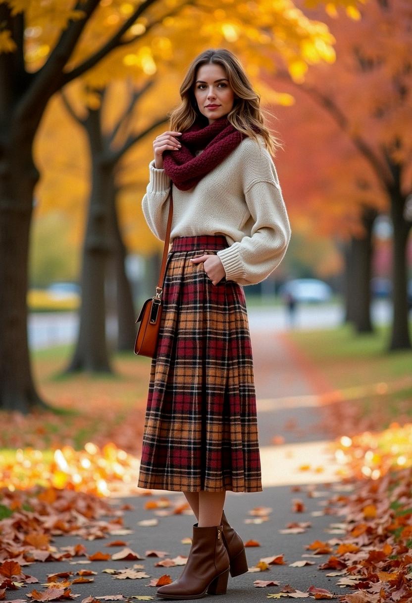 fall skirt outfit