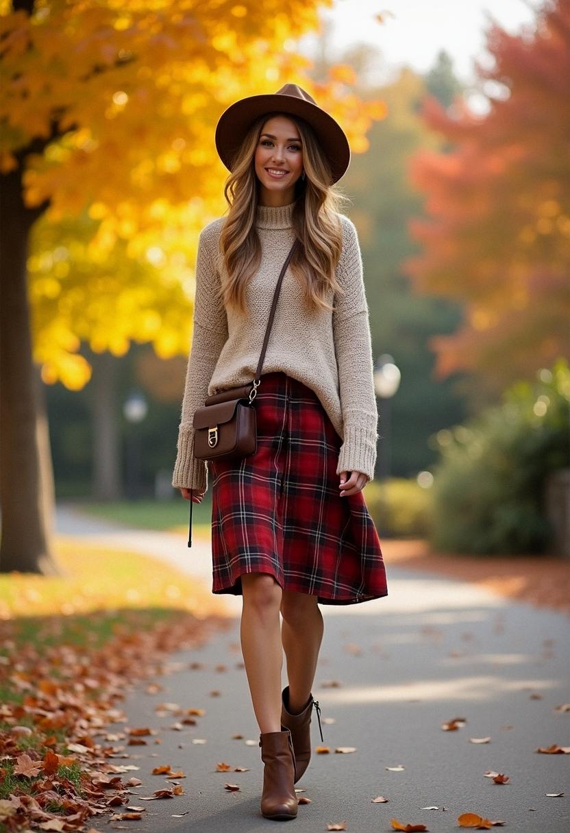 fall skirt outfit