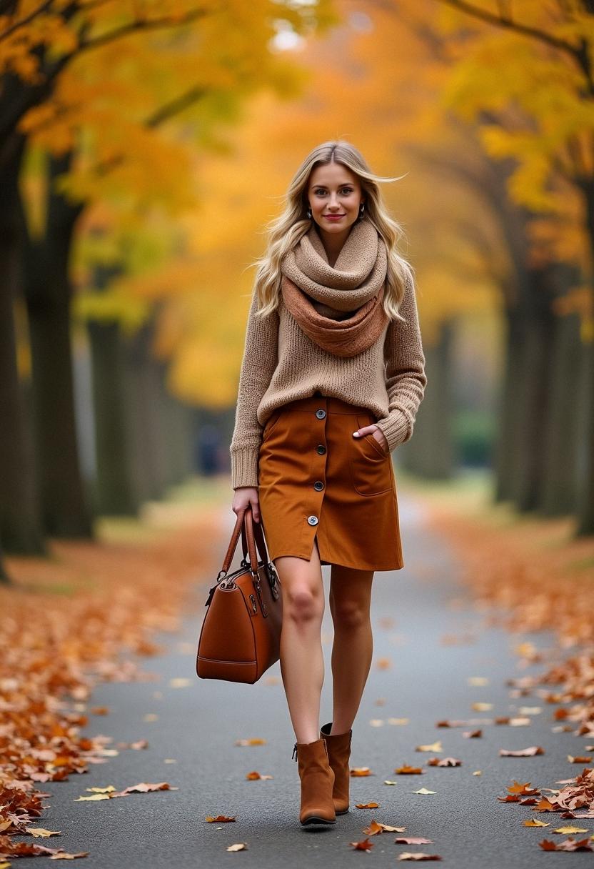 fall skirt outfit