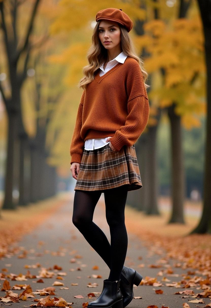 fall outfit with tights