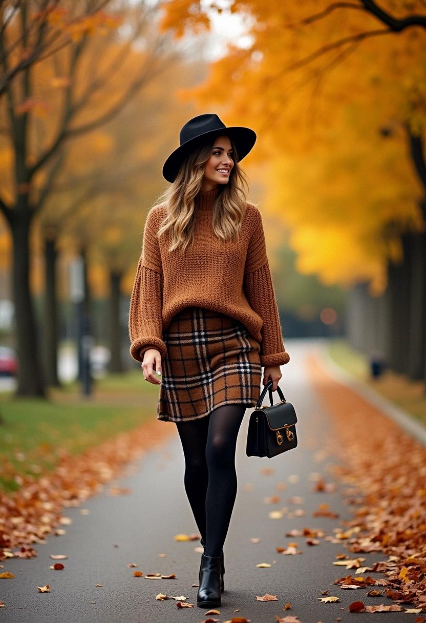 fall outfit with tights