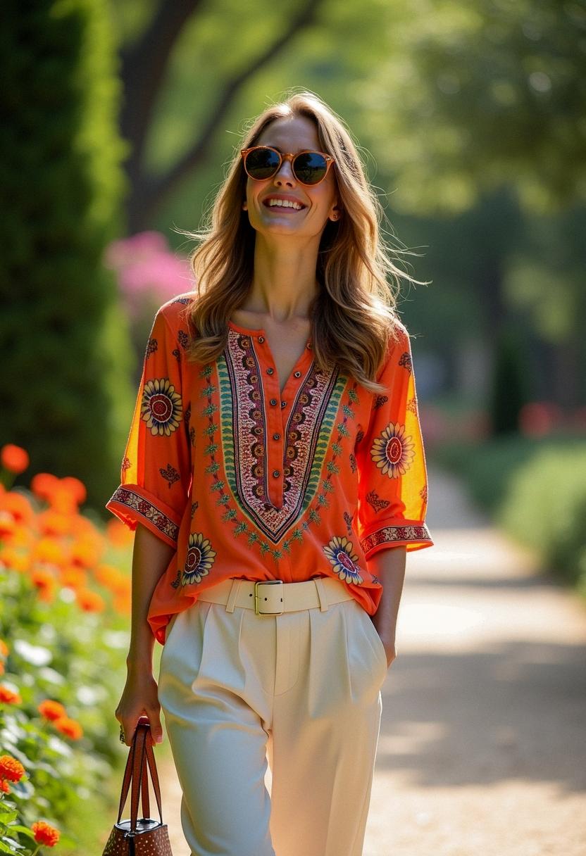 summer outfit bright top summer outfit bright top
