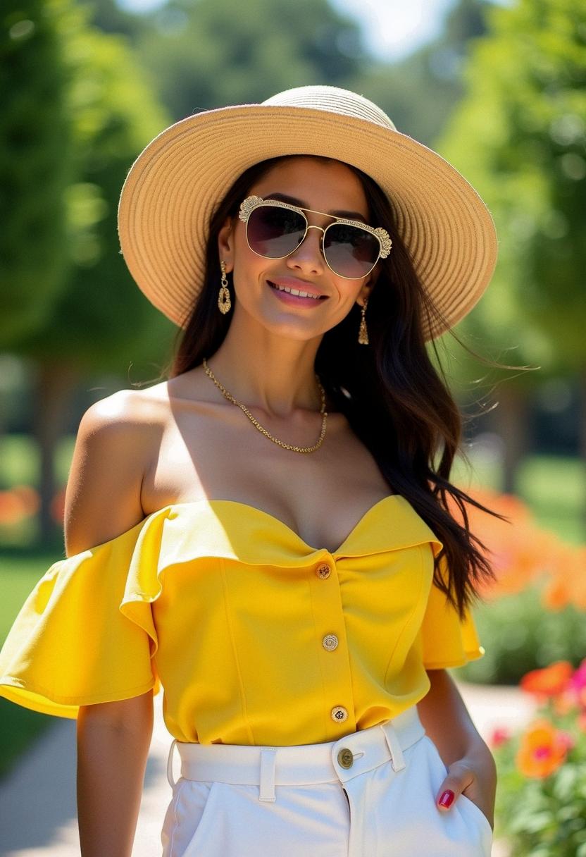 summer outfit bright top summer outfit bright top