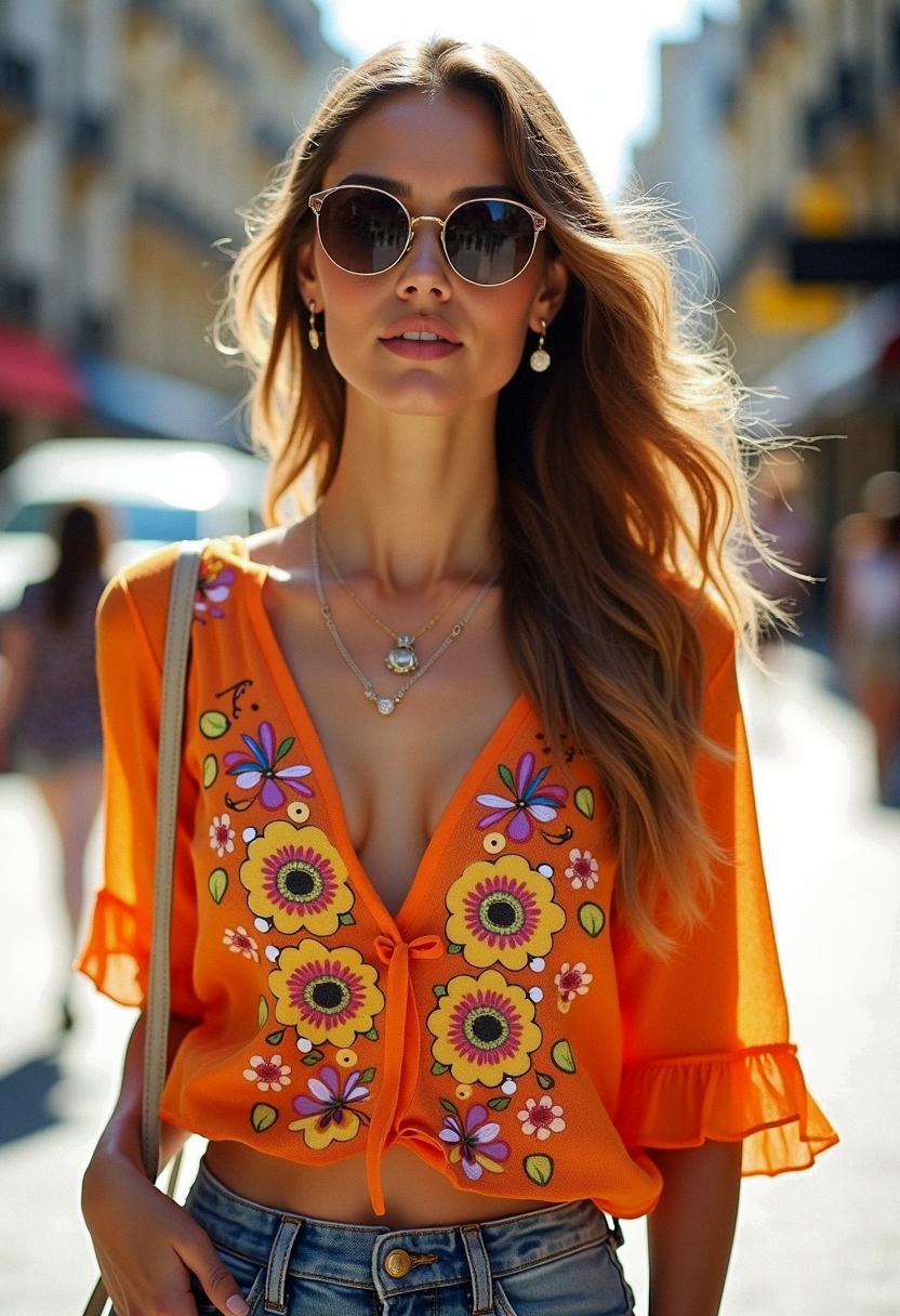 summer outfit bright top summer outfit bright top