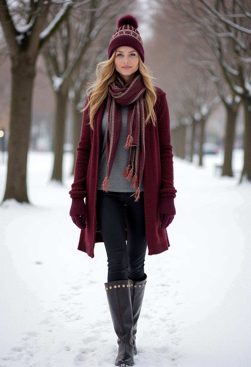 winter outfit with cardigans