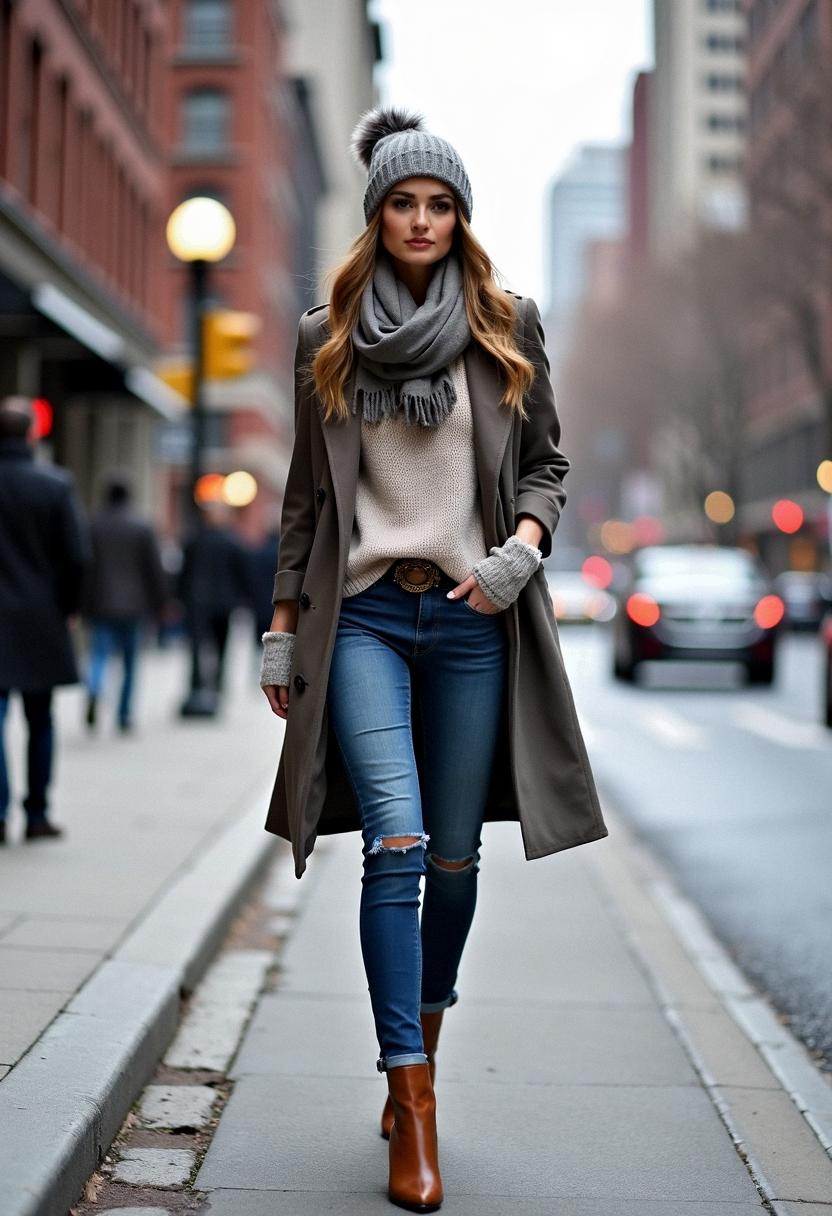 winter outfit with jeans