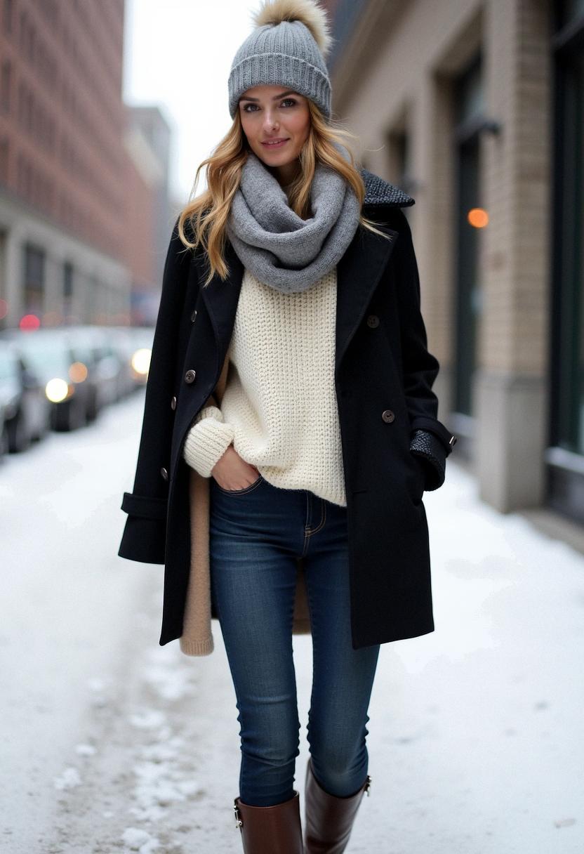 winter outfit with jeans