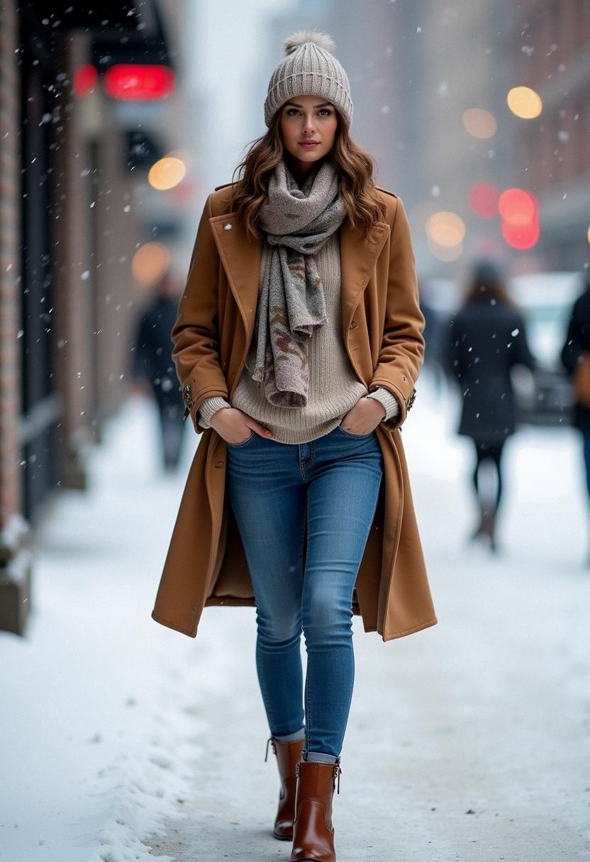 winter outfit with jeans