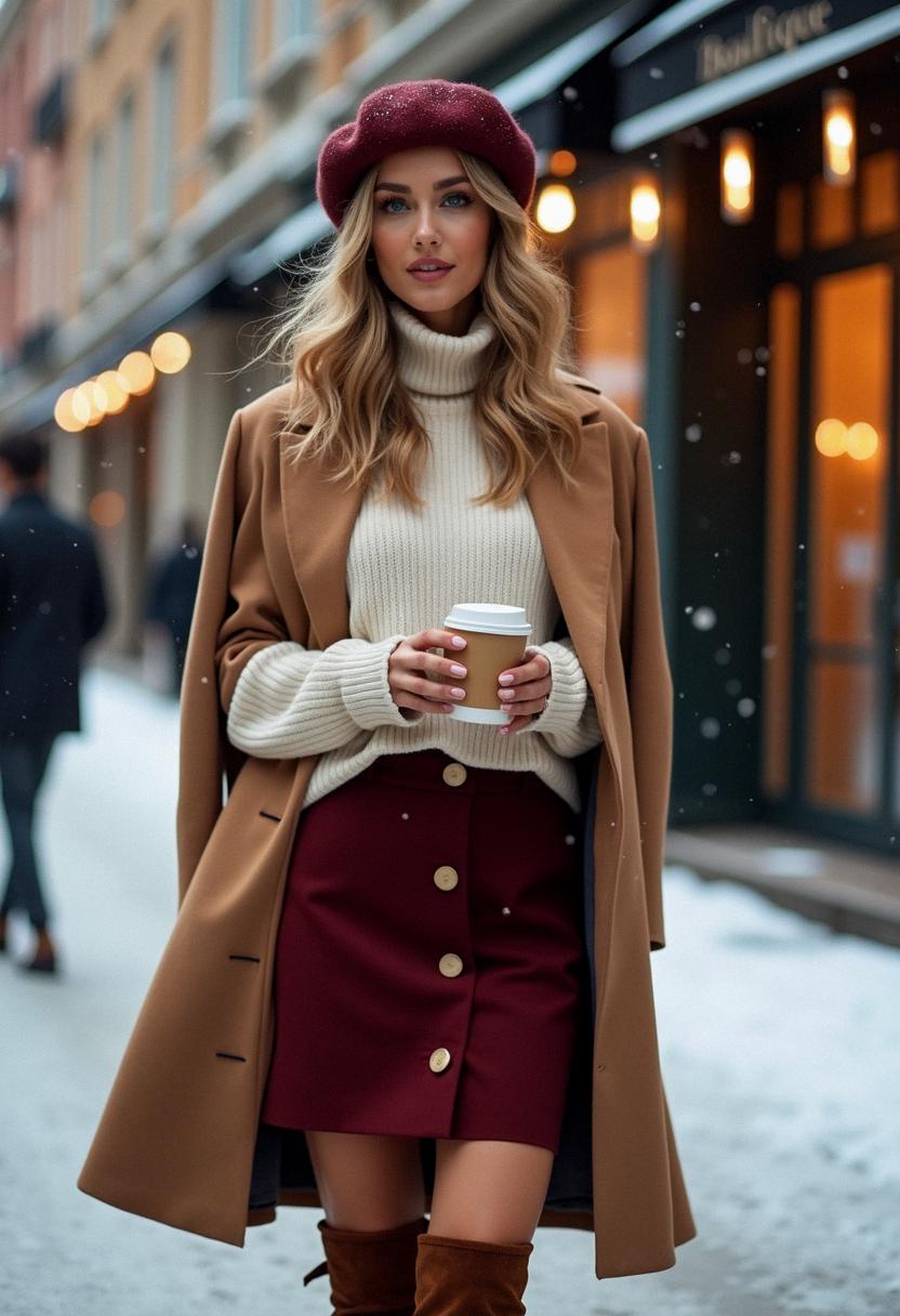 winter outfit with skirt