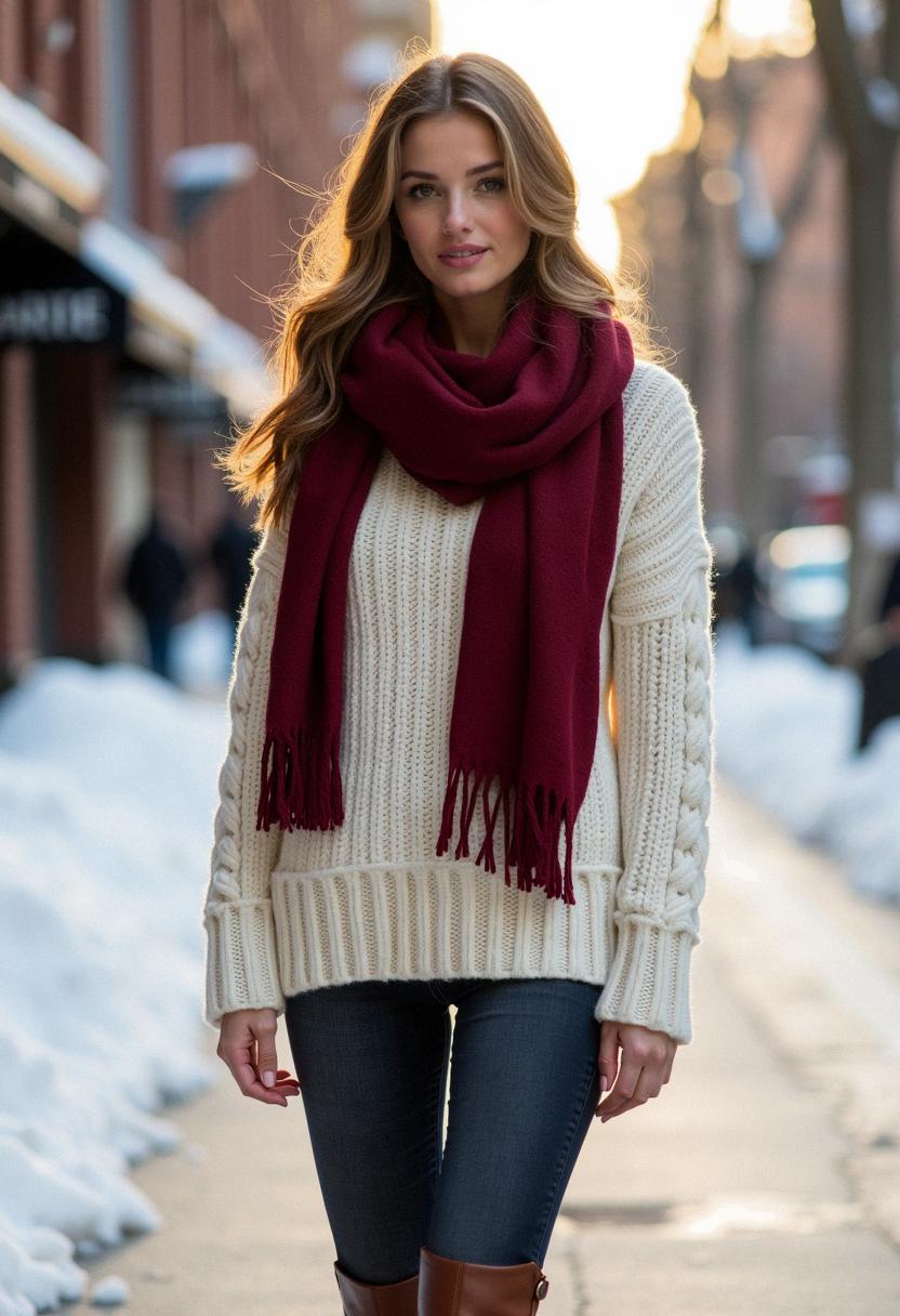 winter outfit with sweater