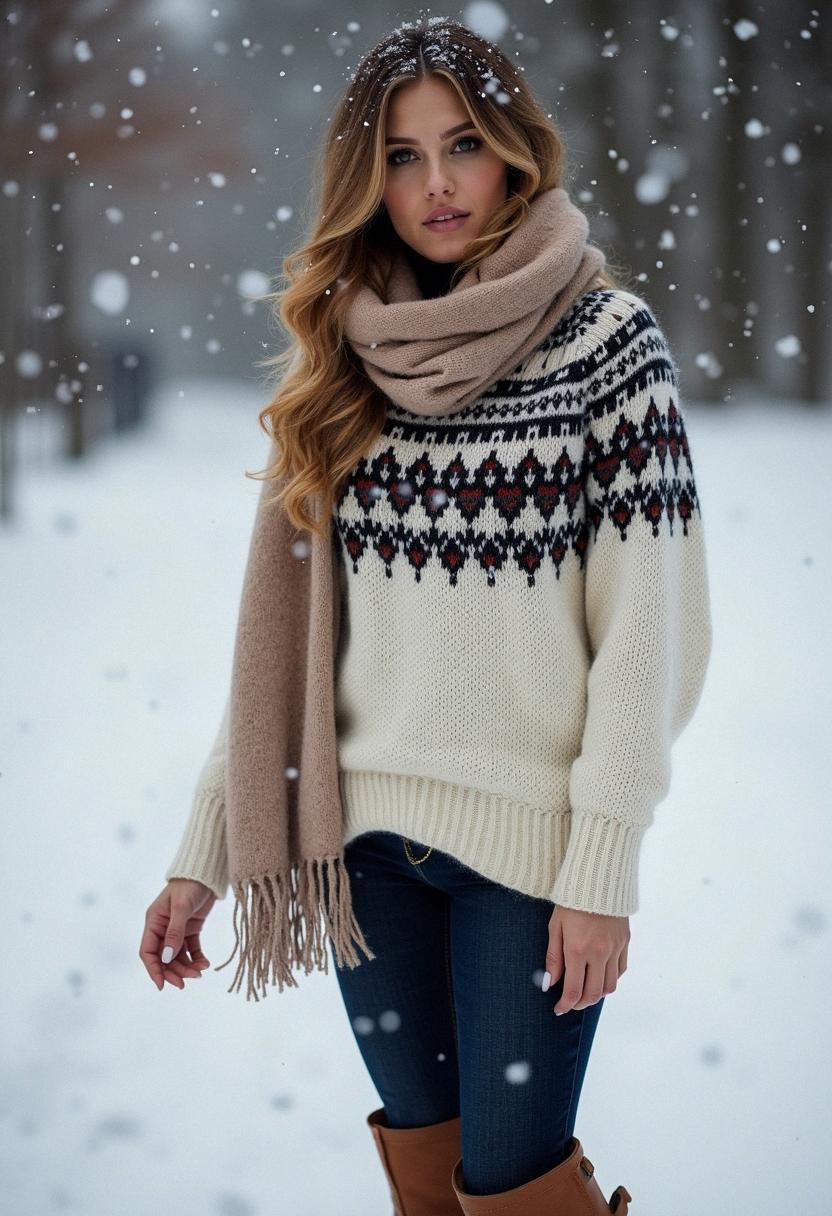 winter outfit with sweater