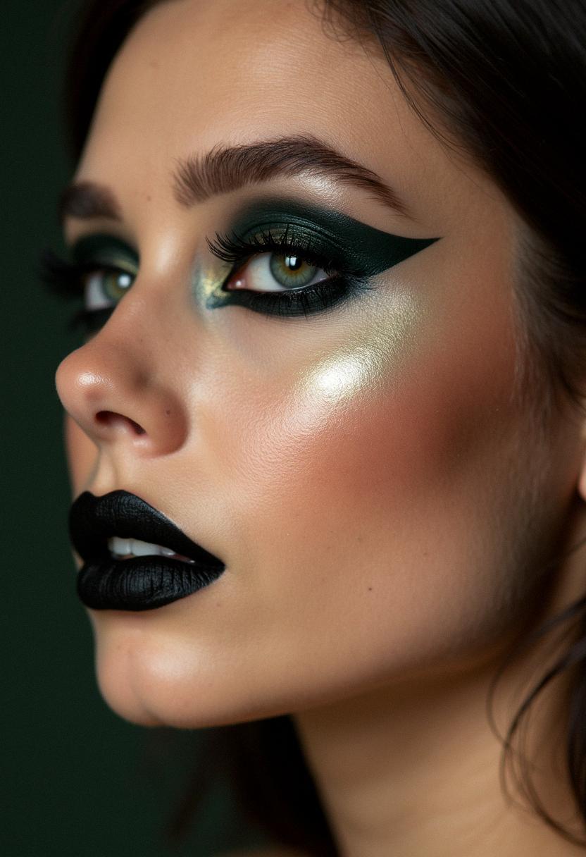 black makeup green eyes