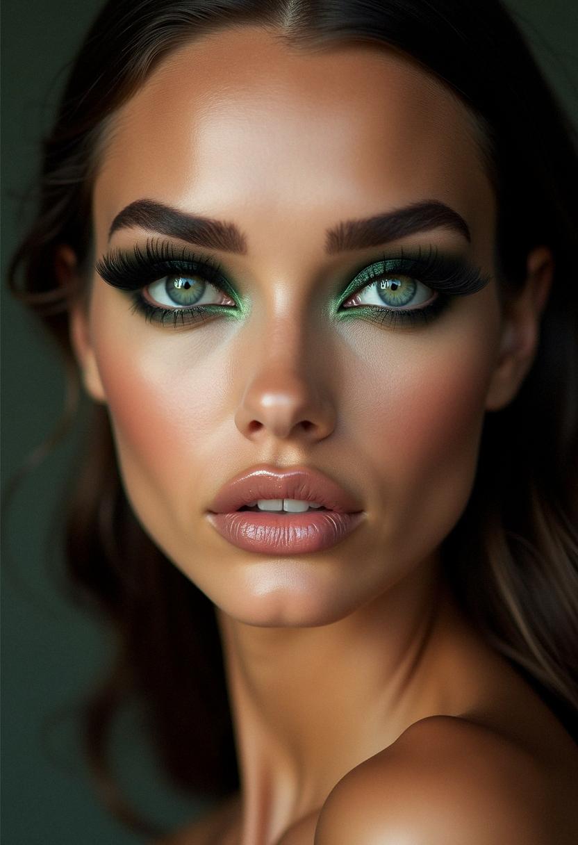 black makeup green eyes