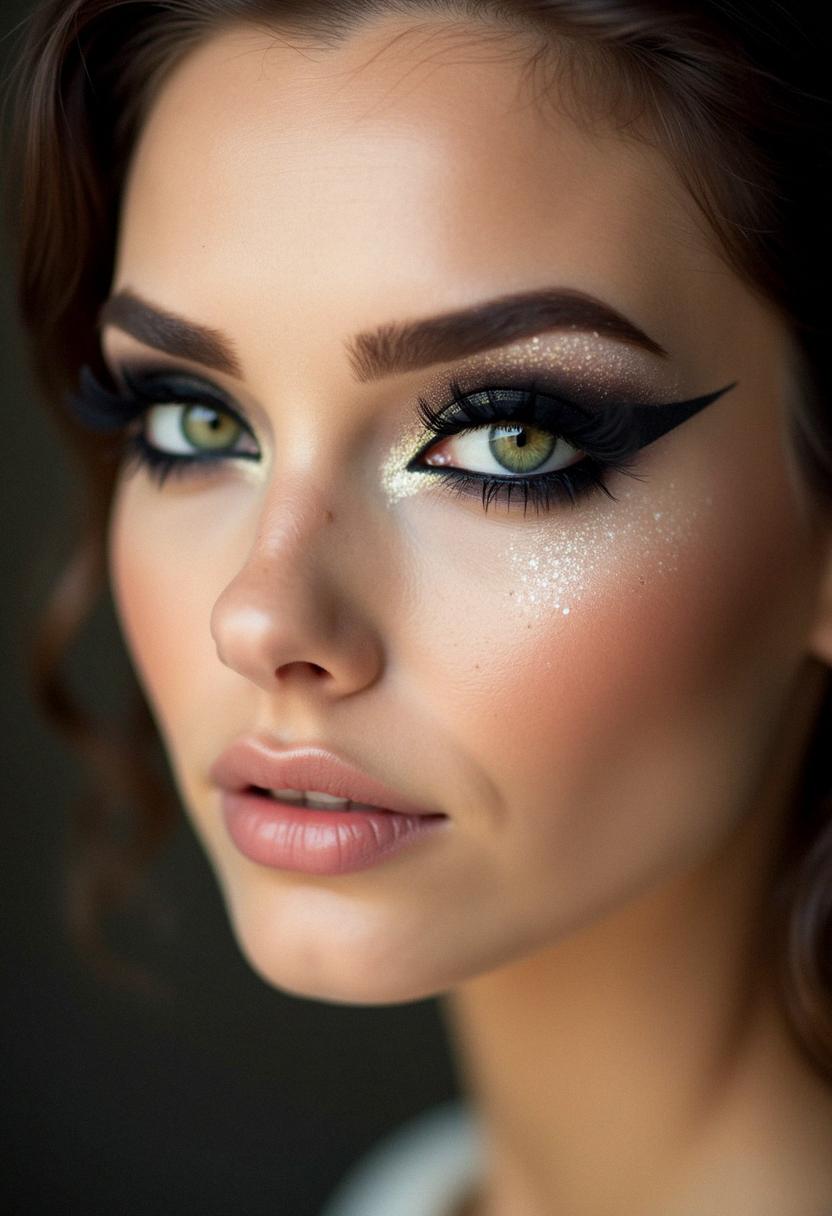 black makeup green eyes