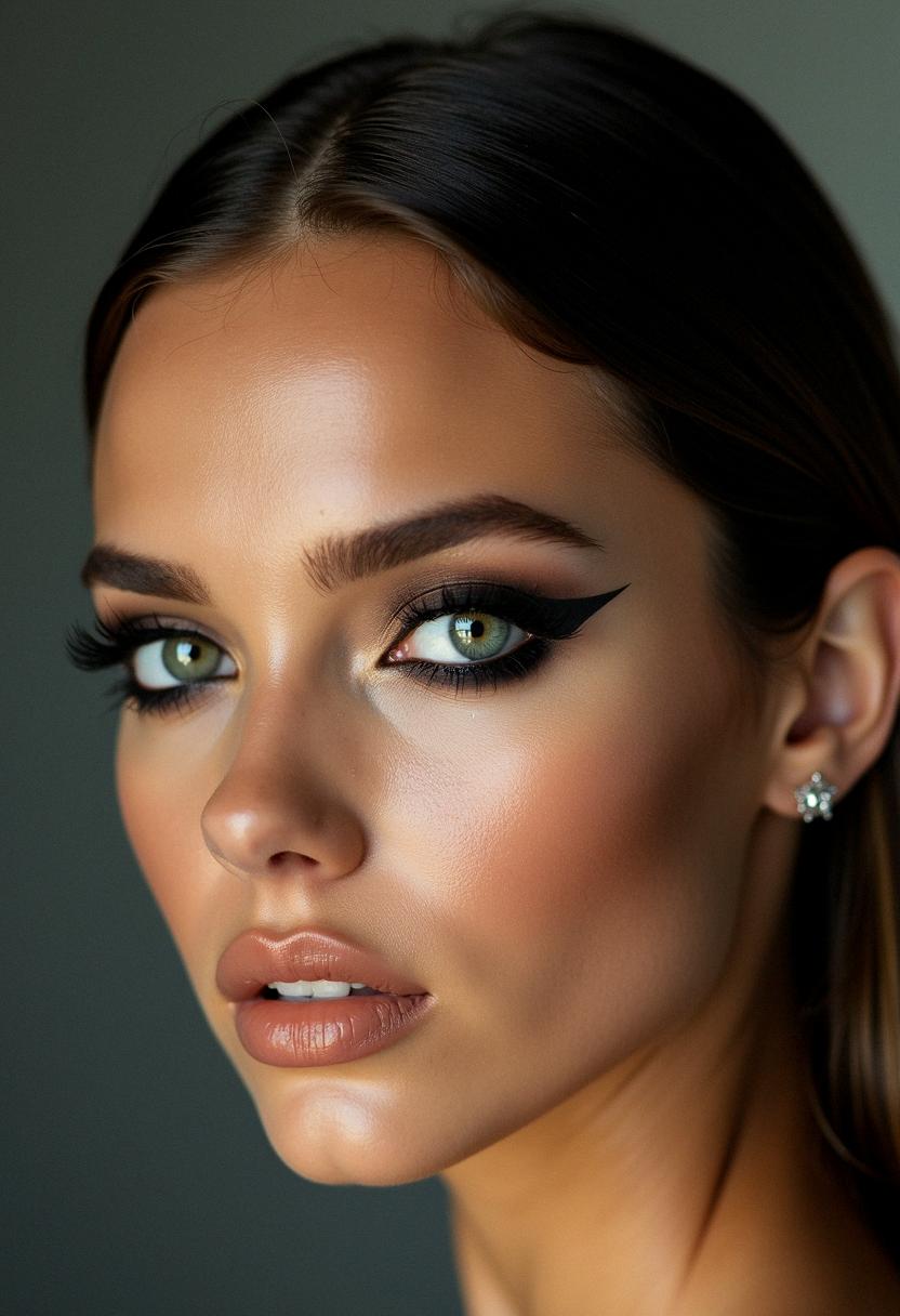 black makeup green eyes