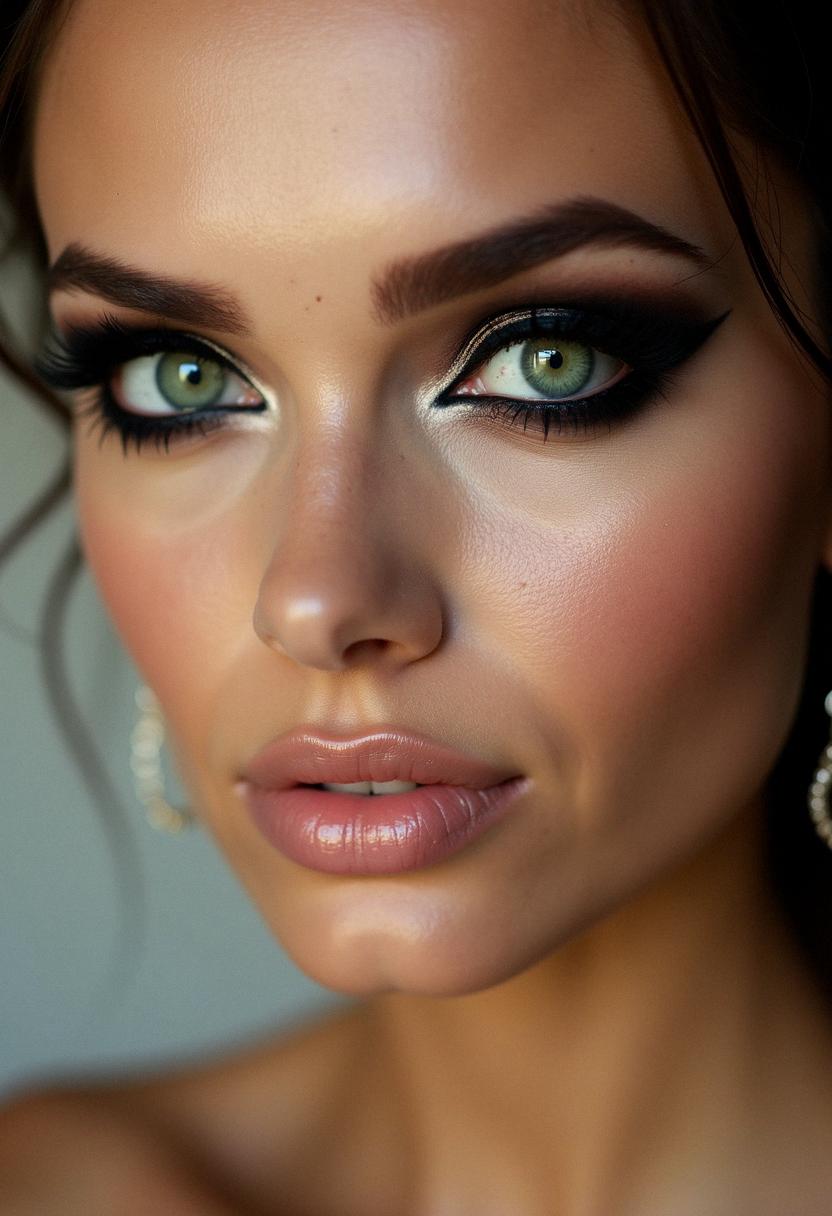 black makeup green eyes