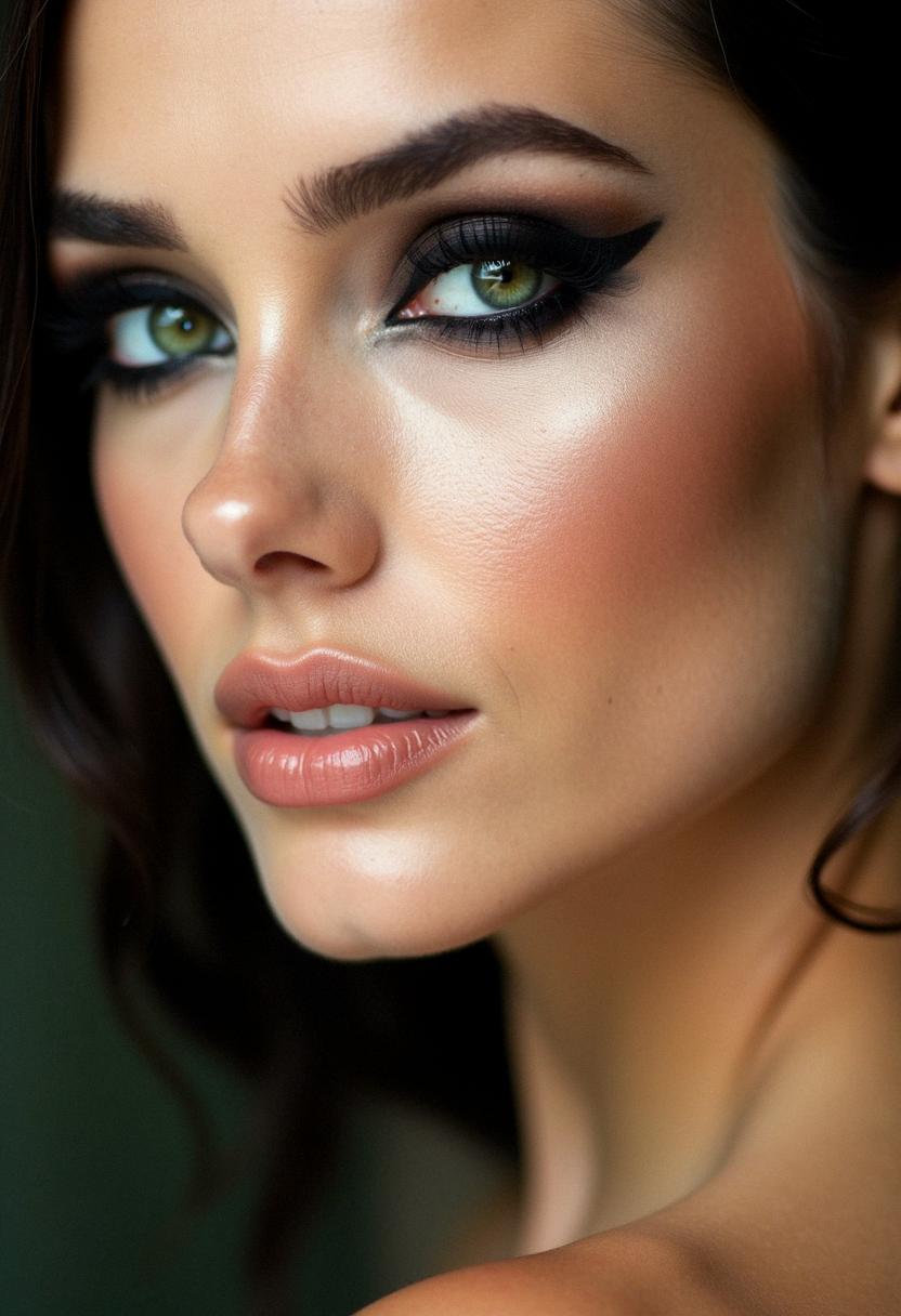 black makeup green eyes