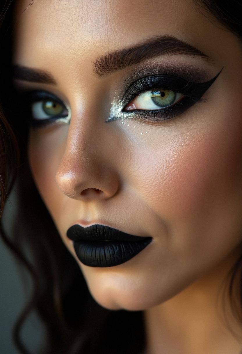 black makeup green eyes
