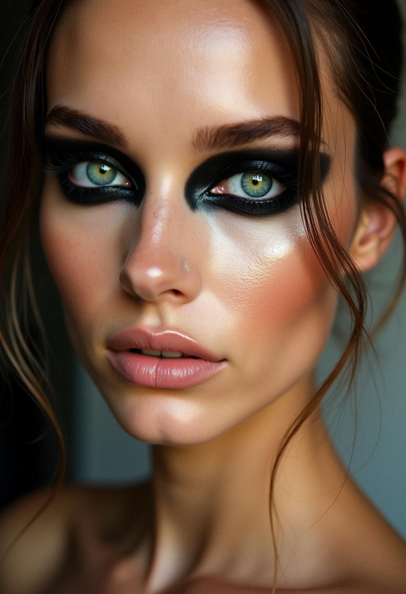 black makeup green eyes