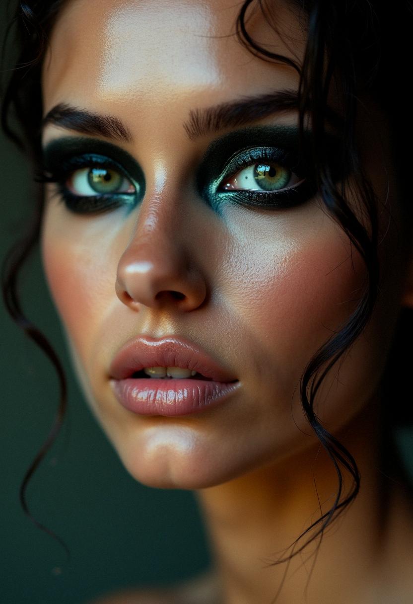 black makeup green eyes