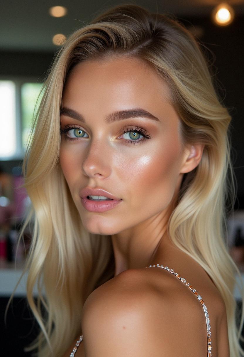 blonde makeup green eyes