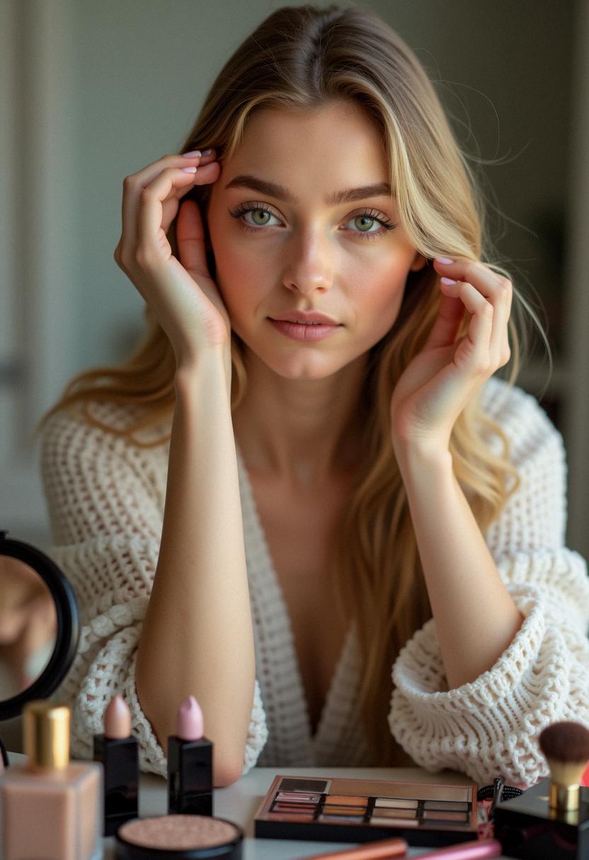 blonde makeup green eyes