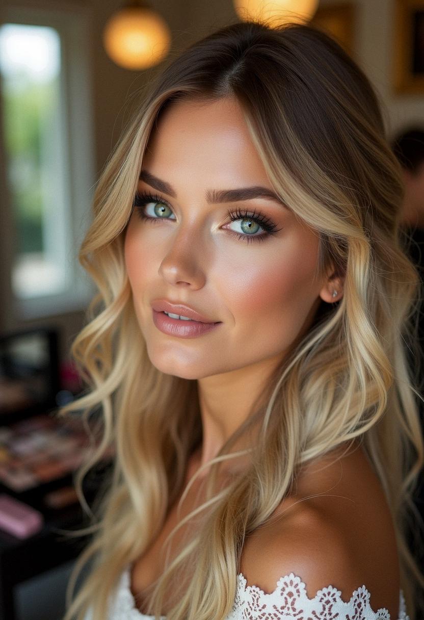 blonde makeup green eyes