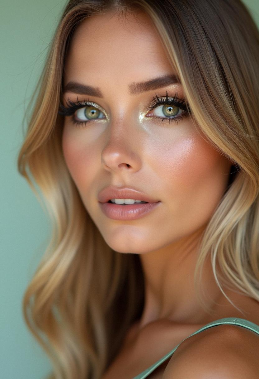 blonde makeup green eyes