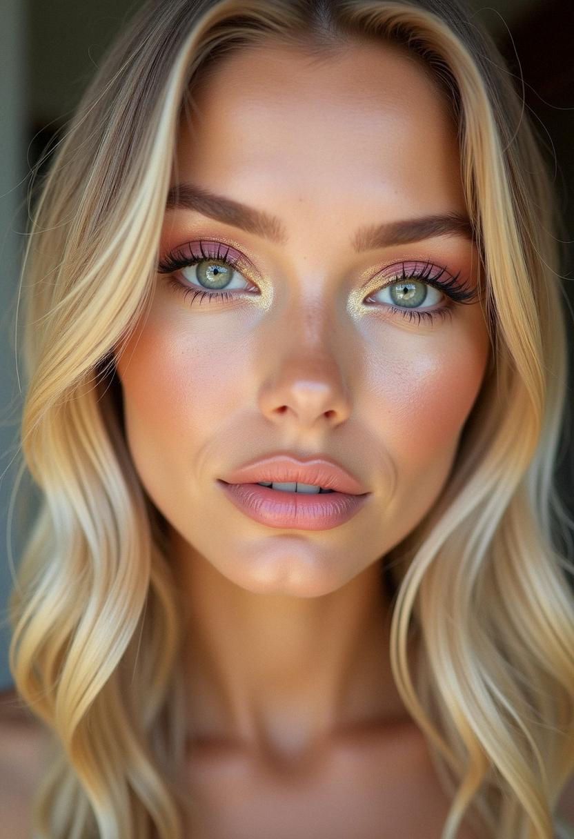 blonde makeup green eyes