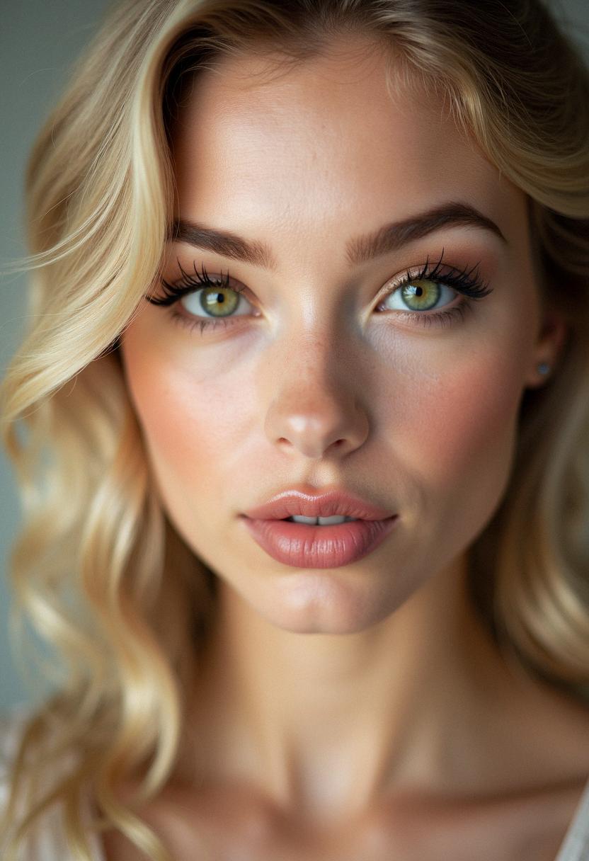 blonde makeup green eyes