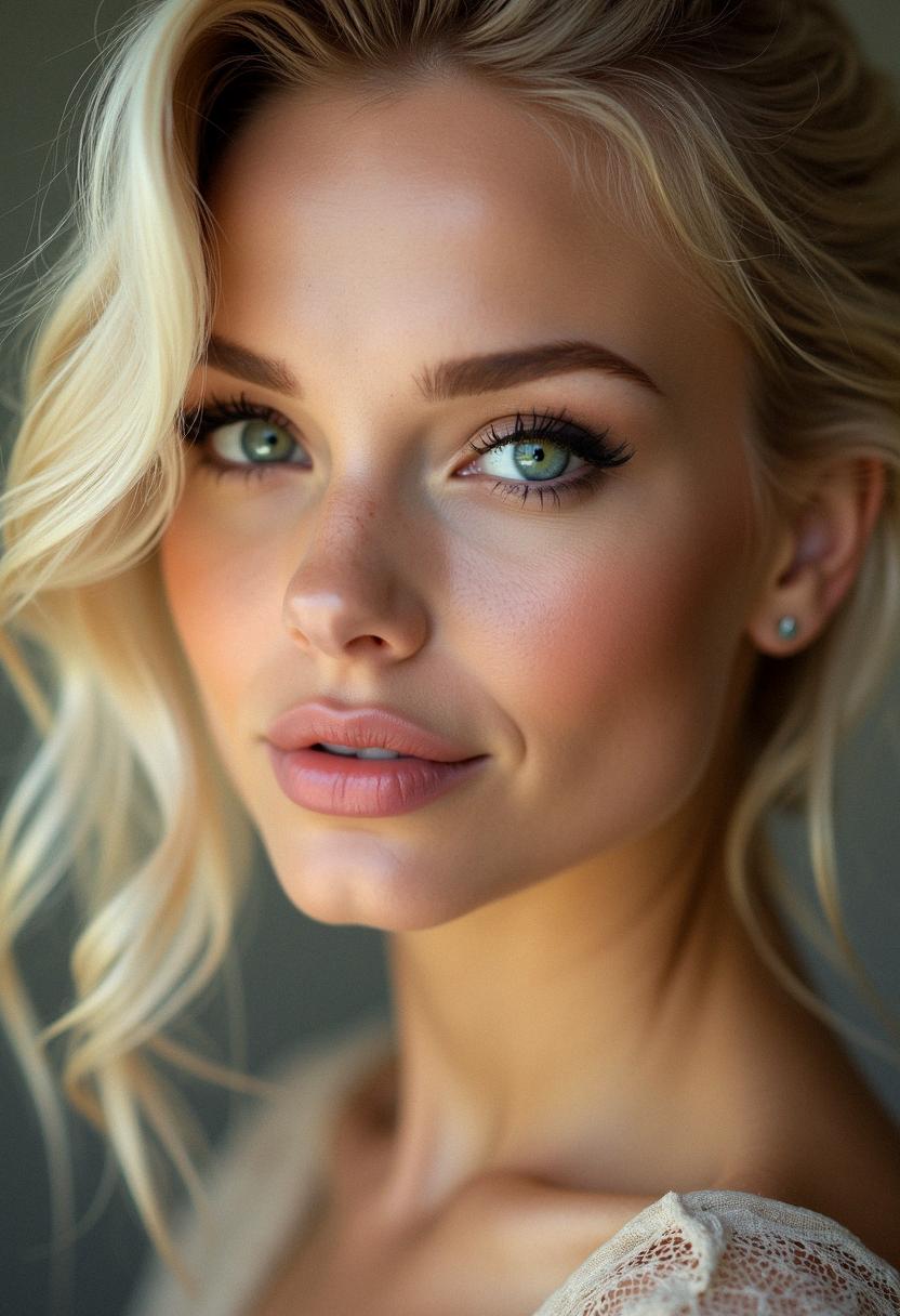 blonde makeup green eyes