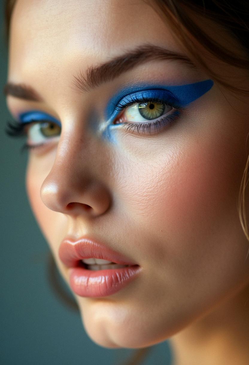 blue eyeliner makeup green eyes