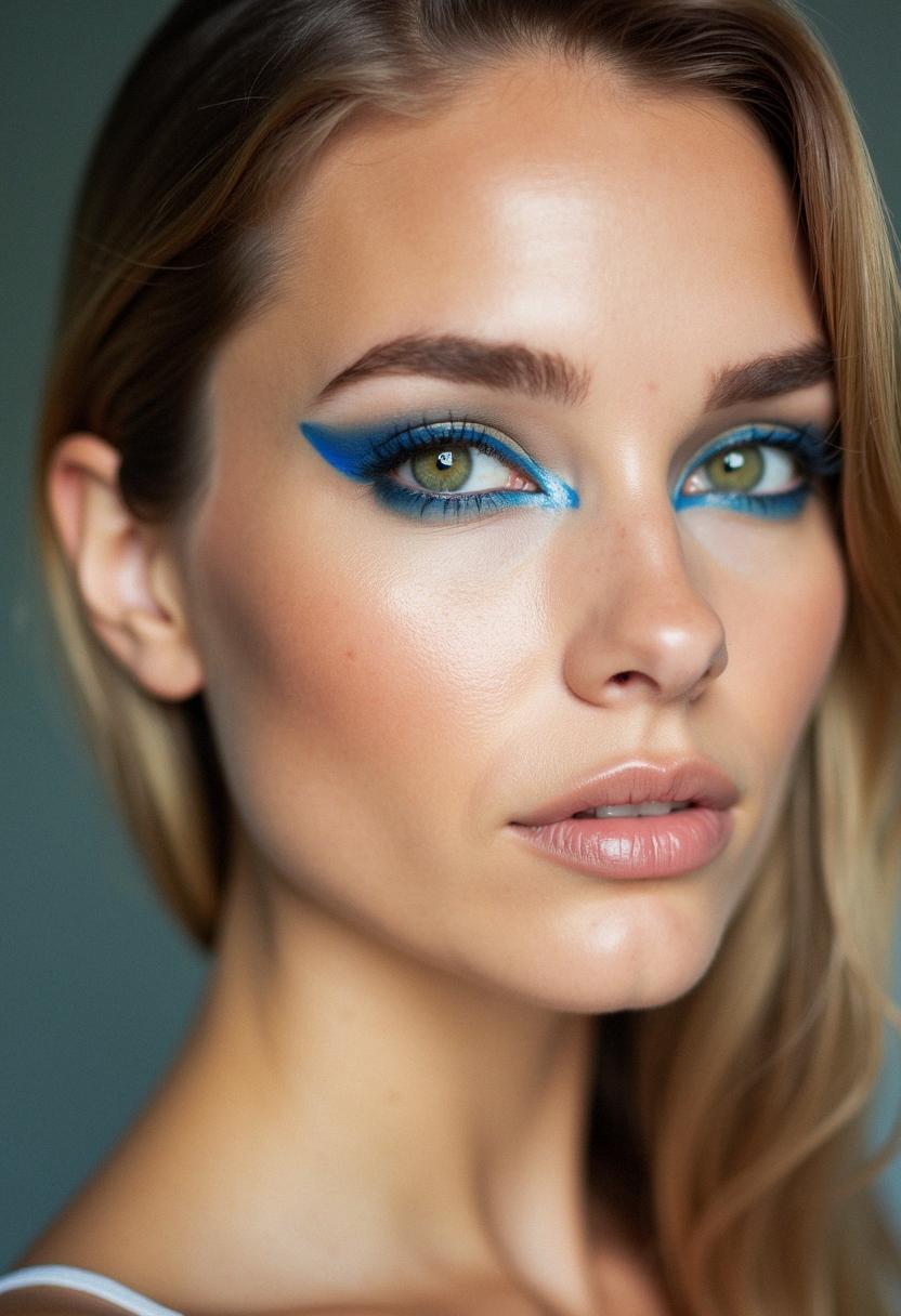 blue eyeliner makeup green eyes
