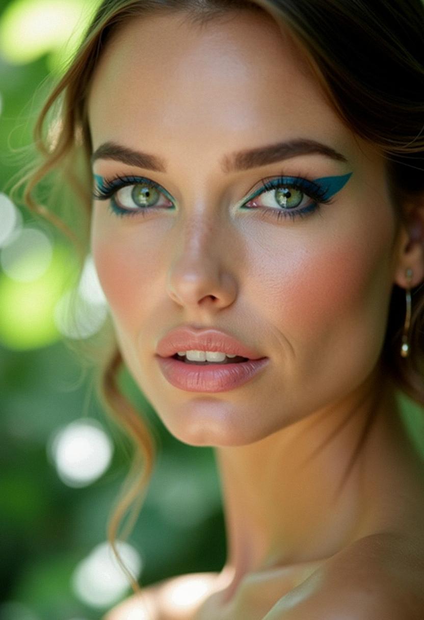 blue eyeliner makeup green eyes