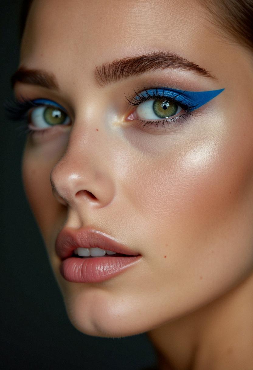 blue eyeliner makeup green eyes
