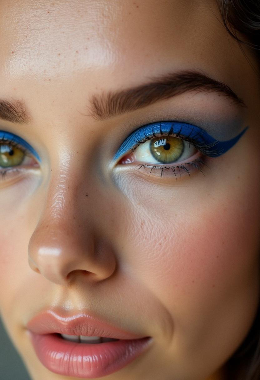 blue eyeliner makeup green eyes