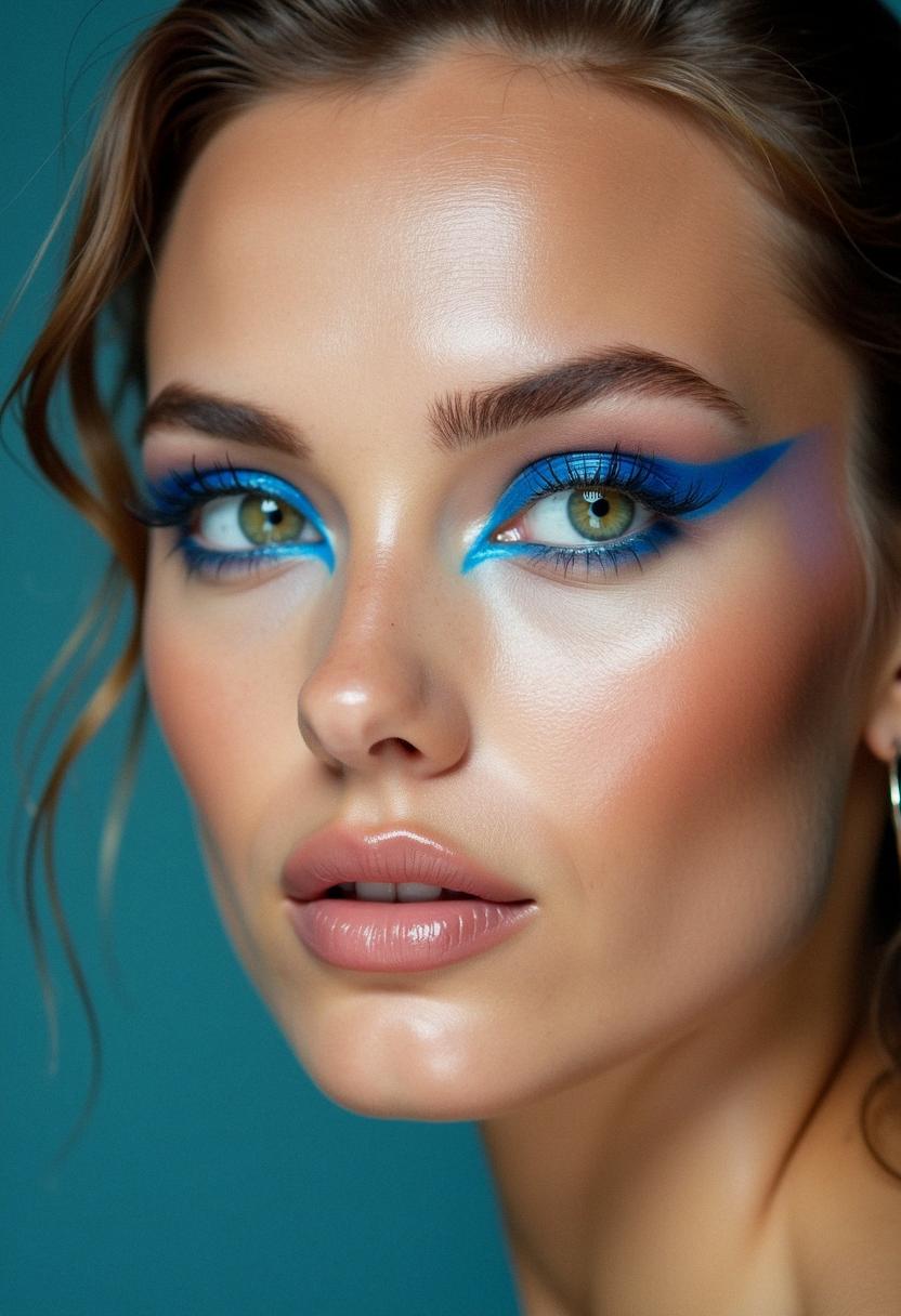 blue eyeliner makeup green eyes