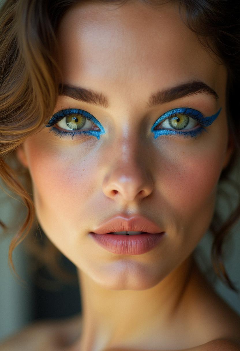 blue eyeliner makeup green eyes