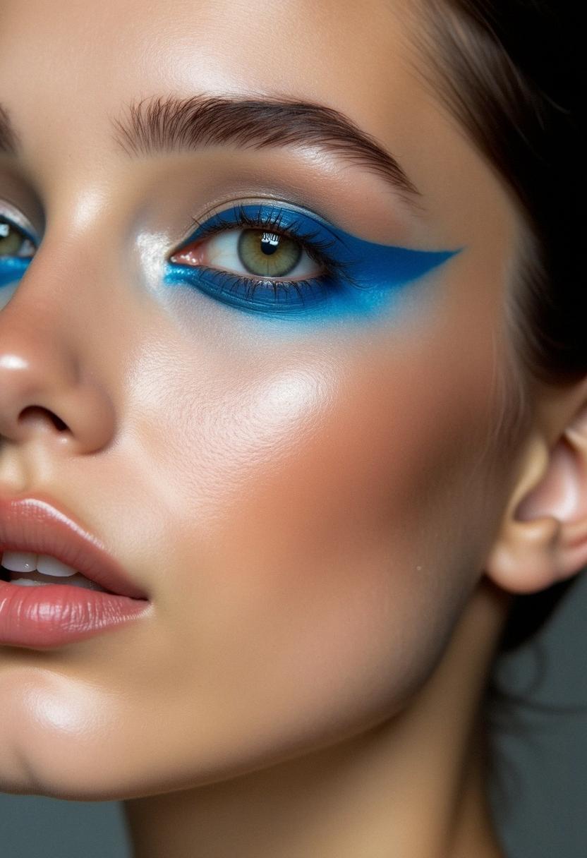 blue eyeliner makeup green eyes